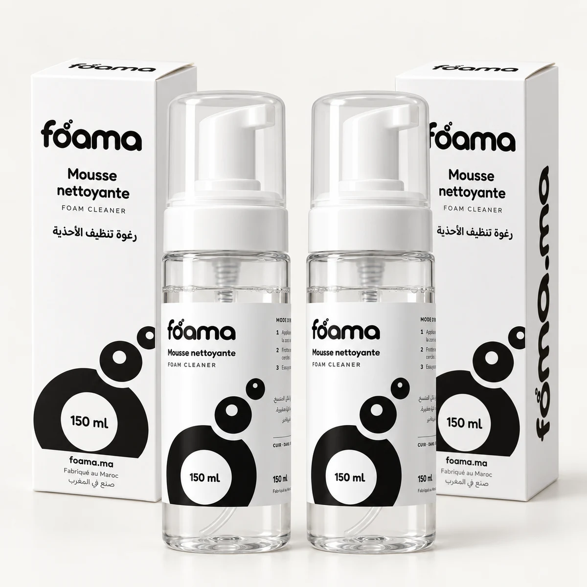 Deux mousses Foama de 150 ml avec leurs étuis individuels